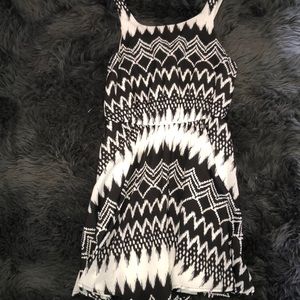 black and white patterned dress